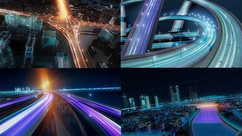 城市光线粒子穿梭视频素材