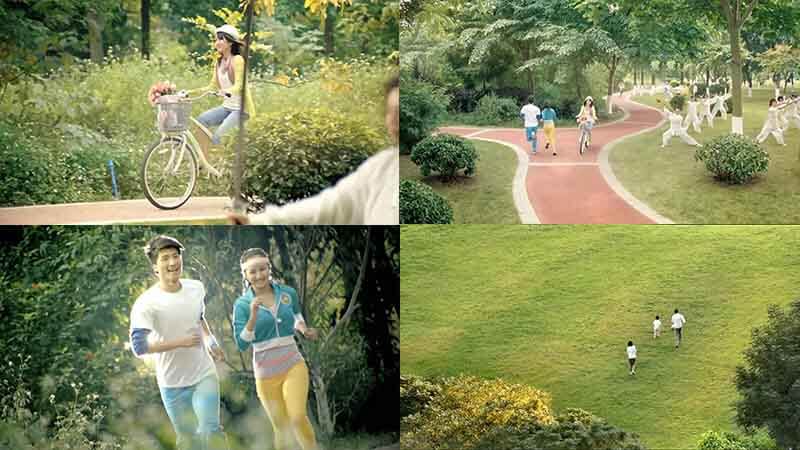 城市公园跑步 晨练 早晨生活