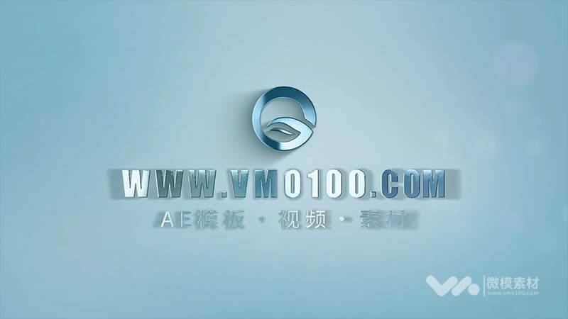 简洁LOGO演绎动画 光效LOGO 蓝色浅背景AE模板